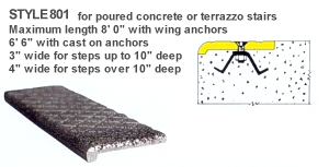 Style 801 for poured concrete stairs or terrazo